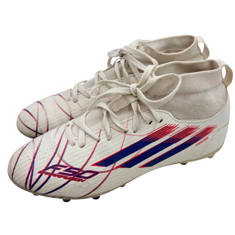 Adidas F50 Sparkfusion Soccer Cleats Kids 5 White Red Blue Fiberskin AKJ1438